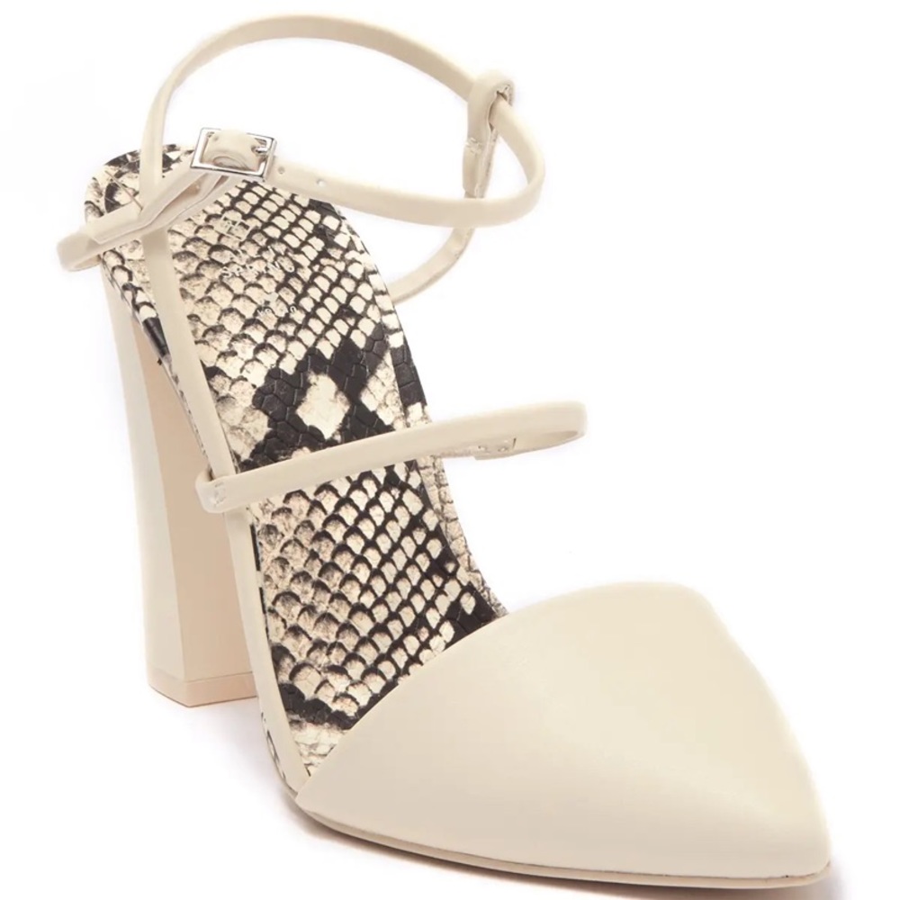 snake skin chunky heels